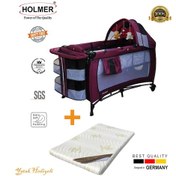 Resim Holmer Kids Maxi Comfort Eurostyle Oyun Parkı - Mürdüm + Aloevera Yatak 