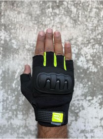 Resim MOTOKIT Revertech Aura Siyah - Neon / Yarım Parmak - Kaymaz Avuç İçi Özellikli Motosiklet Eldiveni (Erkek) 