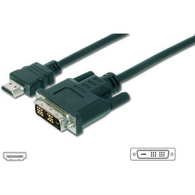 Resim HDMI &lt;-&gt; DVI-D Adaptörü, HDMI Tip A Erkek - DVI-D (18+1) Erkek, AWG 28, 10 metre, HDMI 1.3, UL, siyah renk 