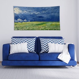 Resim Fırtına Bulutları Altında Buğday Tarlası Duvar Örtüsü - 65 cm x 135 cm 