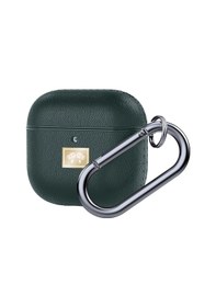Resim Apple Uyumlu AirPods 4 Kılıf Deri Görünümlü Askı Aparatlı Wlons Kulaklık Kılıfı Koyu Yeşil 