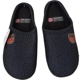 Resim Gezer Erkek Gri Çizgi Desenli Ortopedik Taban Ev İçi Günlük Terlik 