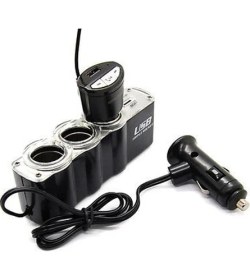 Resim 3 Port + 1 USB Oto Araç Çakmaklık Çoğaltıcı Çoklayıcı Hub 