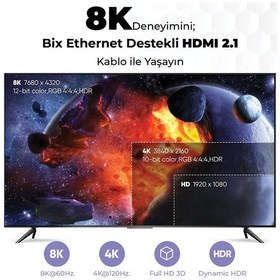Resim Phd03 8k 60hz Ultra Yüksek Hdmı & Ethernet Kablosu, 48gbps Veri Aktarım Hızı, Hdmı 2.1, Hdr, Earc, 3d Ready Teknolojisi, Bilgisayar Monitörü, Uhd Tv, Ps5, Ps4 Uyumlu 3 Metre Kablo Sku: Smg86900100949 