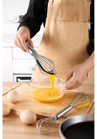 Resim Silikonlu Paslanmaz Çelik Tel Çırpıcı Yumurtalık Sos Krema Karıştırıcı 35 Cm Çelik 