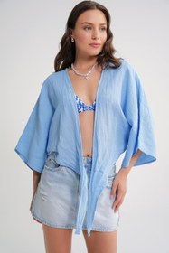 Resim Mixray 4723 Kadın Önü Bağlamalı Bolero Bluz Bebe Mavi 
