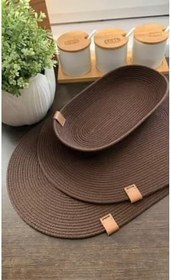 Resim 6 Kişilik 7 Parça Oval Supla Amerikan Servis Takımı Sofra Düzenleyici Organizer Acı Kahve 