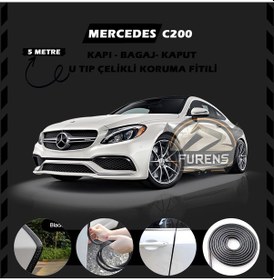 Resim Mercedes C200 Oto Araç Kapı Koruma Fitili 5metre Parlak Siyah Renk 