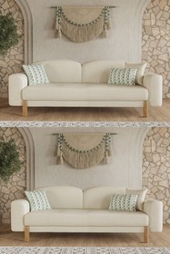 Resim Modalife Bohem Plus Üçlü Koltuk - Krem 