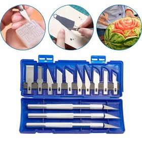 Resim 13 adet Hassas Gravür Bıçağı Seti - Dayanıklı Paslanmaz Çelik, Geri Dönüştürülemeyen Sap - Kağıt Kesimleri ve Model Yapımı için Çok Uygun - Detaylı Saklama Kutusu Dahil 