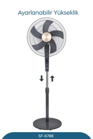 Resim Sinbo SF-6788 Ayaklı Vantilatör 16 İnç 60W Sessiz Fan 3 Kademeli Yükseklik Ayarlı Güçlü 