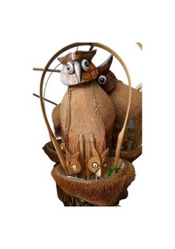 Resim Coconat Yuvalı Yavrulu Baykuş Bambu Rüzgar Çanı 90 Cm 