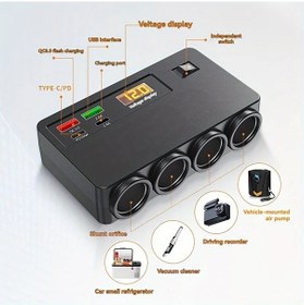Resim Topshop1 D-30 1 Adet 8li Araba Sarj Cihazi Voltaj Algilama 4 Cikis 2 Usb C 2 Usb Hizli Sarj Kompakt Tasarim 