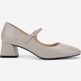 Resim Valmenti Kadın Hakiki Deri Bej Topuklu Ayakkabı 1027 Dn554 Bn Ayk Sk24-25 Vızon Cılt Bej 