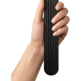 Resim Badem10 Aytuğ Geniş T Çizgili Oval Siyah Çekmece Kulp 480 mm Modern Şık Mobilya Dolap Kapak Kulpu 