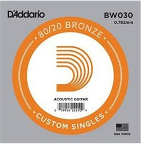 Resim D'addario Acoustic Guitar 80/20 Bronze Single .030 - Bw030 Akusti 