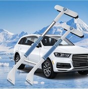 Resim Oldfriend Beyaz Teleskopik Araç Kar Küreği Alüminyum Fonksiyonel Buz Kazıyıcı 