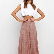 Resim Kadınların Zarif Ditsy Çiçek Desenli Culottes, %95 Polyester %5 Elastan, Tüm Mevsimler İçin Dokuma Geniş Bacaklı Pantolon, 120g/m², Yetişkinler İçin Rahat Kırmızı Pantolon 