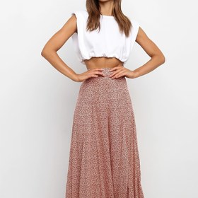 Resim Kadınların Zarif Ditsy Çiçek Desenli Culottes, %95 Polyester %5 Elastan, Tüm Mevsimler İçin Dokuma Geniş Bacaklı Pantolon, 120g/m², Yetişkinler İçin Rahat Kırmızı Pantolon 