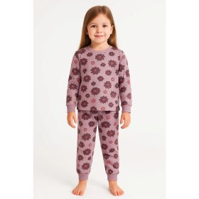 Resim Purple Flower Desenli Kız Çocuk Pijama Takımı 