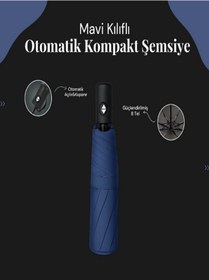 Resim Mavi Kılıflı Otomatik Kompakt Şemsiyee Lacivert - Mavi 