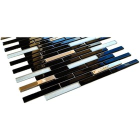 Resim MozaiKristaL Mutfak tazgah arası 15x98x4 Siyah-Krom-Gümüş Kristal Mozaik ( 1 Kutu=11 Karo File=1 m2 Fiyatıdır ) 