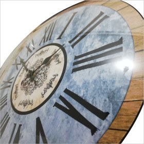 Resim M3 Decorium Romen Rakkam Ev Ofis Okul Kreş Dershane Lambri Parke Uyumlu 35 cm Bombe Ön Camlı Sessiz Duvar Saati 