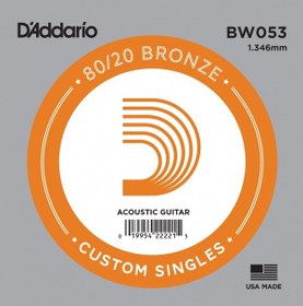 Resim D'addario Bw053 Akustik Tek Tel. 80/20 Bronze Wound. 053. Mi 