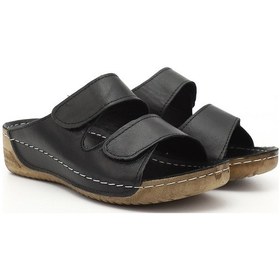 Resim Gönderi R Kadın Siyah Cırtlı Dolgu Taban Hakiki Deri Terlik Dyza69842632 Siyah 