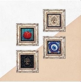 Resim Pinecone Stone Nazar, Hayat Ağacı, Nar Taş Duvar Tablosu - Çerçeveli Taş Tablo - Dekoratif Duvar Sanatı - Modern Ev ve Ofis Duvar Dekoru T4-1548 