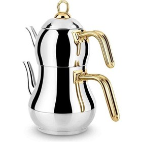 Resim Lines Şahmeran Mini Boy Altın Kulp Çelik Çaydanlık 