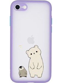 Resim mooodcase Iphone Se 2020 Uyumlu Kamera Lens Korumalı Penguen & Ayıcık Desenli Lüx Telefon Kılıfı 