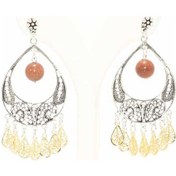 Resim 925 Ayar Gümüş Ay Modeli Kahverengi Star Taşlı Küpe 