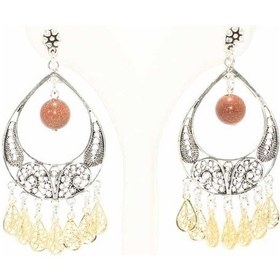 Resim 925 Ayar Gümüş Ay Modeli Kahverengi Star Taşlı Küpe 