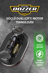 Resim DOZZER DZ-VQ 2x Akülü 200 KG Kapasite Dijital Ekran Çift Motorlu Havalı Seramik Metal Cam Vantuzu Oval 