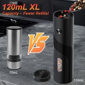 Resim 1 adet/2 adet Seçenek, Elektrikli Tuz ve Biber Değirmeni, Otomatik Tuz ve Biber Değirmeni Seti LED Işık ile, Ayarlanabilir Kaba, 3.72oz Büyük Kapasite, Ev Mutfak, Barbekü, Restoran, Açık Hava, Düğün Hediyeleri için Uygun 