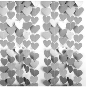 Resim Gümüş Kalp Kağıt Sarkıt Süs 4 M 