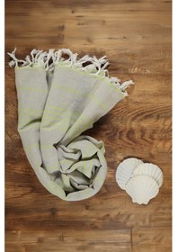 Resim Sarev Rufus Yeşil Pamuk Keten Plaj Havlusu 90x160 Cm Yeşil 