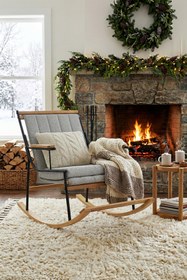 Resim VİLİNZE Bal Ahşap-Metal Teddy Sallanan Koltuk Tv Sandalyesi 