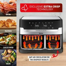 Resim Tefal Çift Hazneli Yüksek Kaliteli Yağsız Fritöz, 8 Otomatik Program, Izgara Modu, Kolay Temizlik, Ekstra Çıtır Teknolojisi + Onerous Mutfak Tartısı 