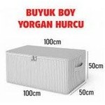 Resim Gümüş Yorgan Hurç Çizgili 100x50x50 Tela Yorgan Hurcu Antrasit Gri 