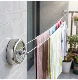 Resim Paslanmaz Çelik Geri Çekilebilir Çamaşır İpi Duvar Tipi Duvara Monte Banyo,balkon,bahçe Çamaşır Ku Çok Renkli 