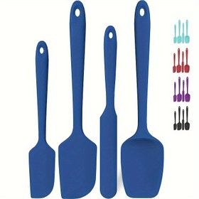 Resim 4 adet Isıya Dayanıklı Silikon Spatula Seti: U-Taste 600ºF Yüksek Sıcaklıkta Dikişsiz BPA içermeyen Gıda Sınıfı Esnek Kauçuk Silikon Mutfak Pişirme Karıştırma Hamur Kazıyıcı Nonstick Tencere Seti için 
