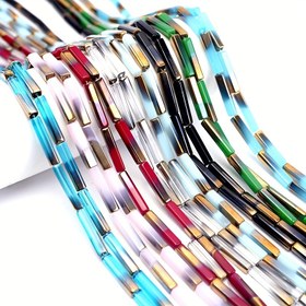 Resim 4*20 Gradyan Uzun Şerit Cam Dekoratif Boncuklar, DIY Takı Yapımı için Uygun - Bilezikler, Küpeler, Kafa Aksesuarları, Dış Mekan Dekorasyonları ve Moda Aksesuarları için İdeal Bir Seçenek (Yaklaşık 19 Adet) 