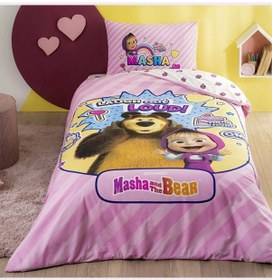 Resim Taç Lisanslı Nevresim Takımı Masha The Bear Super Cute Tek Kişilik 