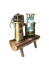 Resim Cn Hediyelik Eşya Retro Ahşap Deniz Feneri Kum Saati Biblo 