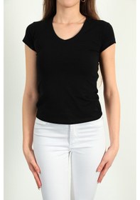 Resim Modaplaza Kadın V Yaka Kısa Kol Tshirt 101by010006- Siyah K23YALAT21043TSHRTSİYAH Siyah 