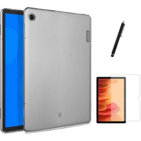 Resim piblue Lenovo M10 Plus Tb-x606f Uyumlu Tablet Kılıf + Ekran Koruyucu + Kalem Süper Silikon Şeffaf 