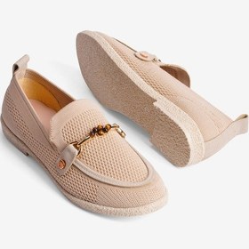 Resim Mubiano Kadın Triko Loafer Babet Gold Detaylı Ares Bej 