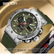 Resim Oldfriend Sanda Yeşil Erkek Spor Saati Çift Ekran Su Geçirmez Koşu Alarm Takvim Diğer 